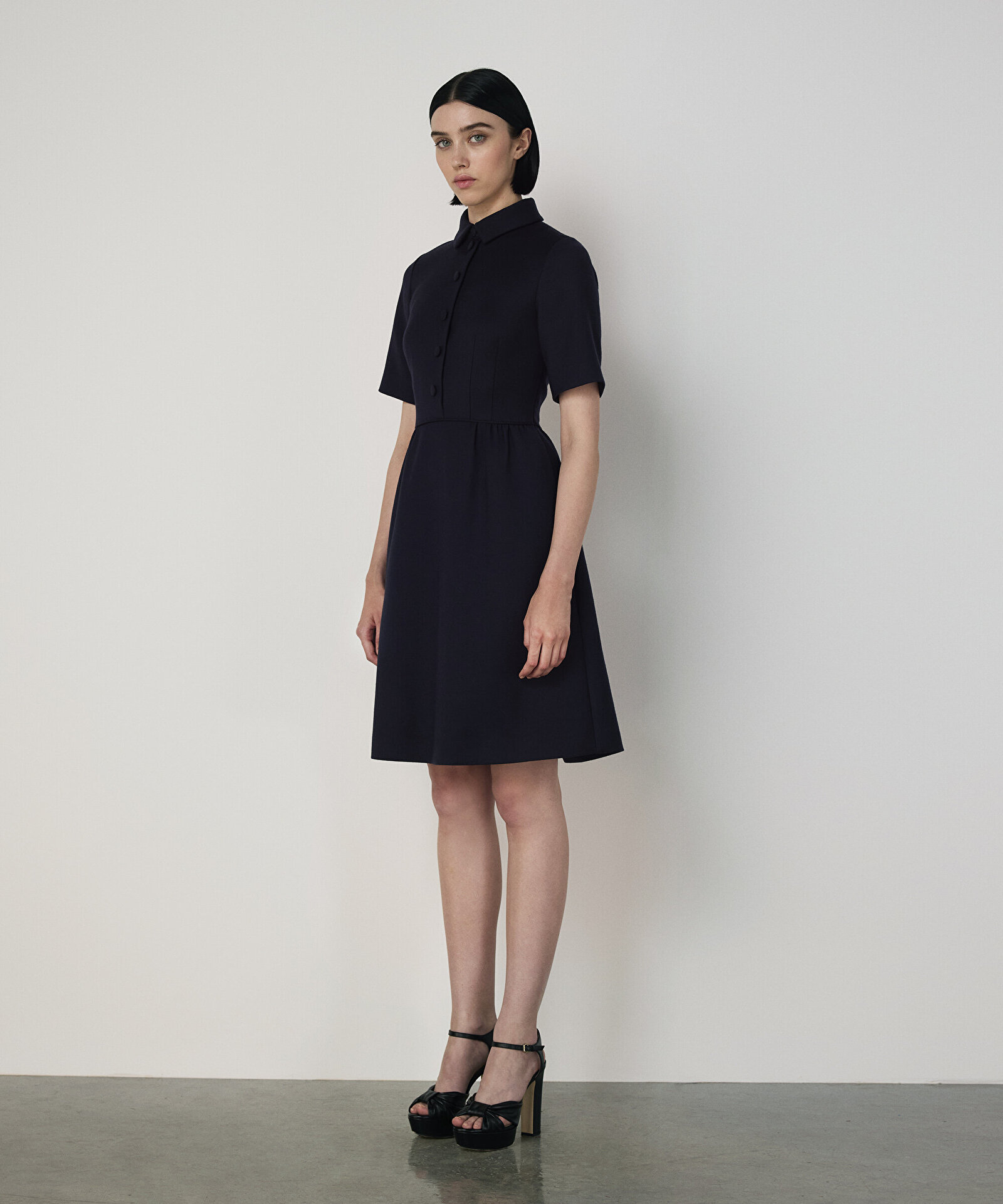 YÜN KARIŞIMLI GÖMLEK YAKA ELBİSE — photo 4