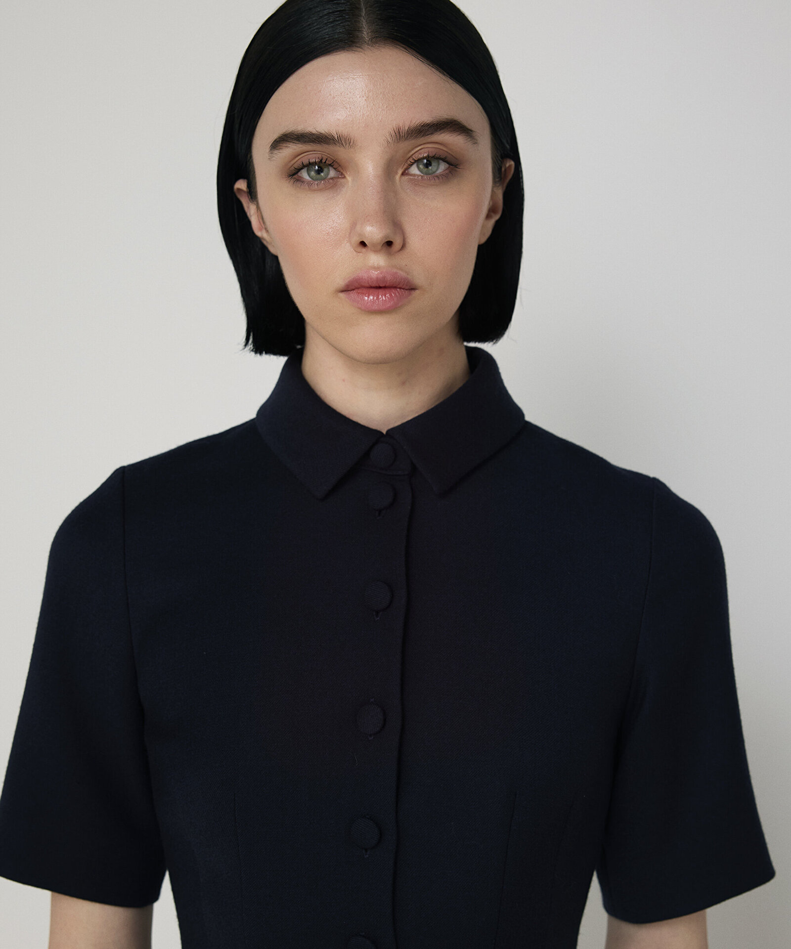 YÜN KARIŞIMLI GÖMLEK YAKA ELBİSE — photo 2