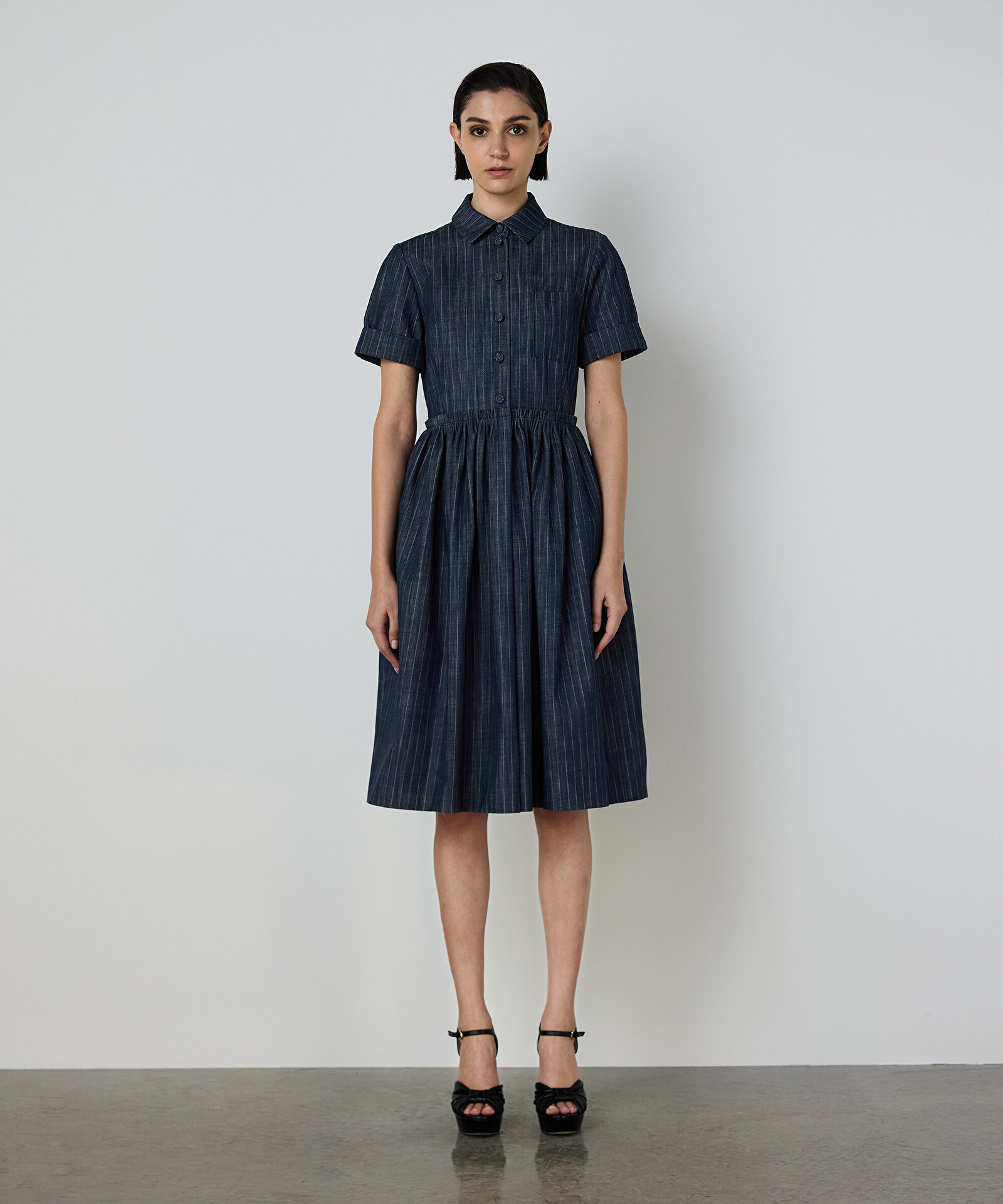 ÇİZGİLİ DENİM ELBİSE — photo 2