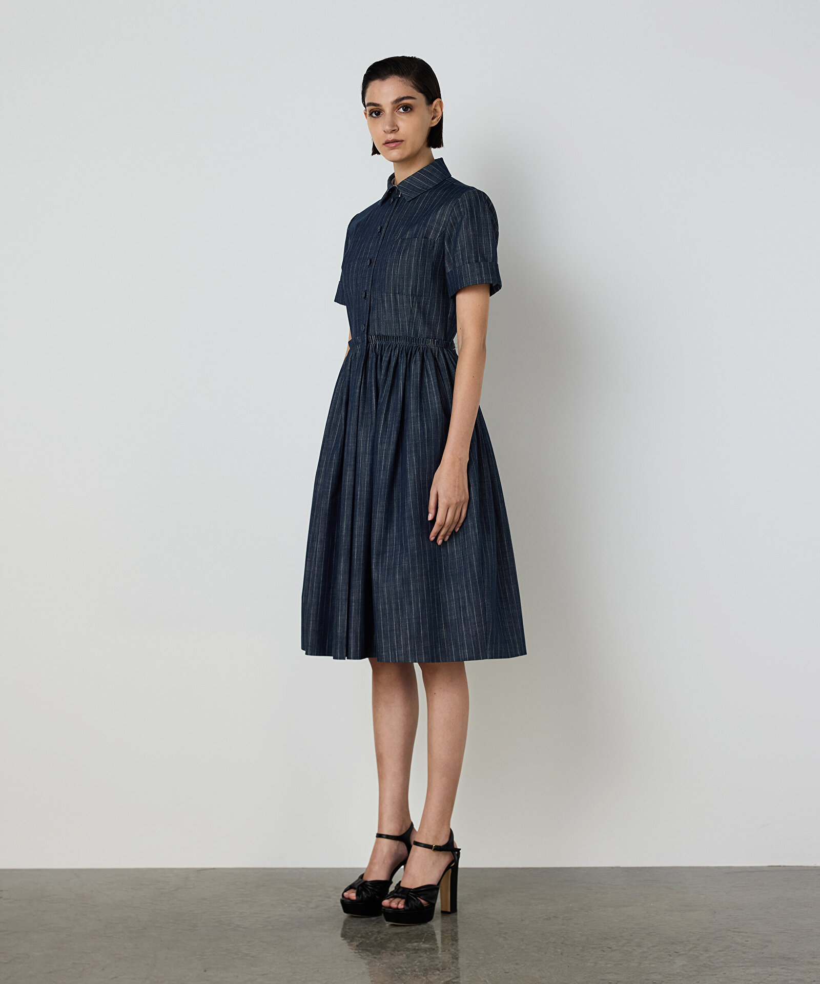 ÇİZGİLİ DENİM ELBİSE — photo 4