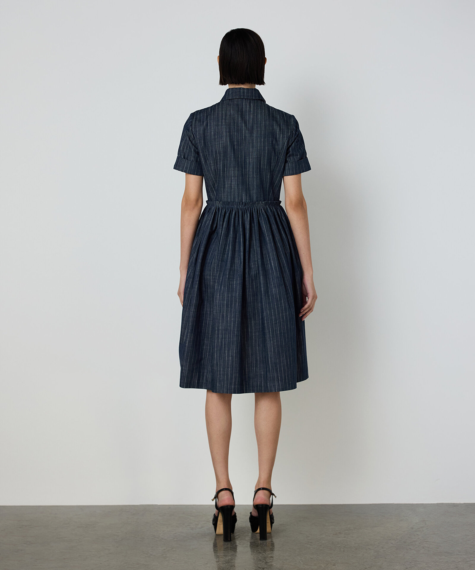 ÇİZGİLİ DENİM ELBİSE — photo 3