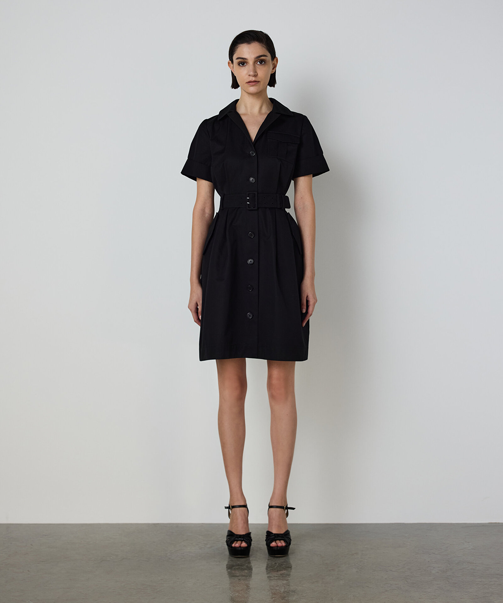 KUŞAKLI POPLİN GÖMLEK ELBİSE — photo 2