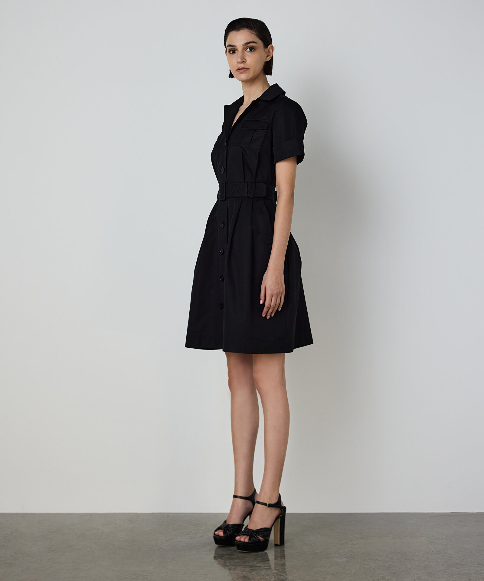 KUŞAKLI POPLİN GÖMLEK ELBİSE — photo 4