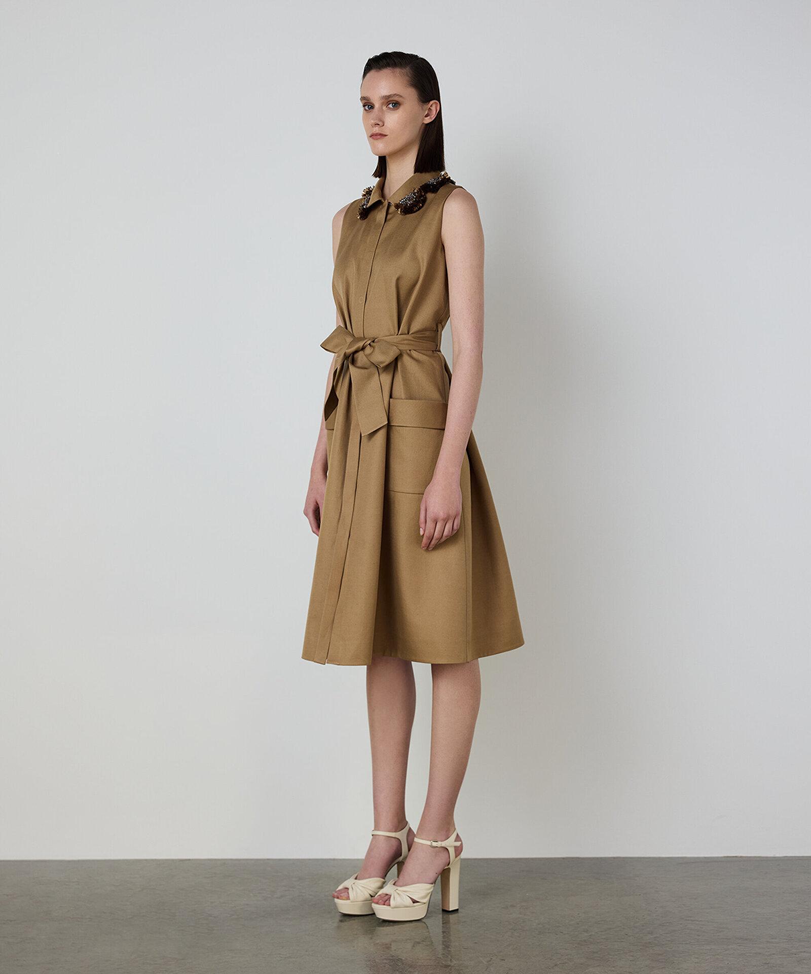 RAFYA VE TAŞ İŞLEMELİ GÖMLEK ELBİSE — photo 3