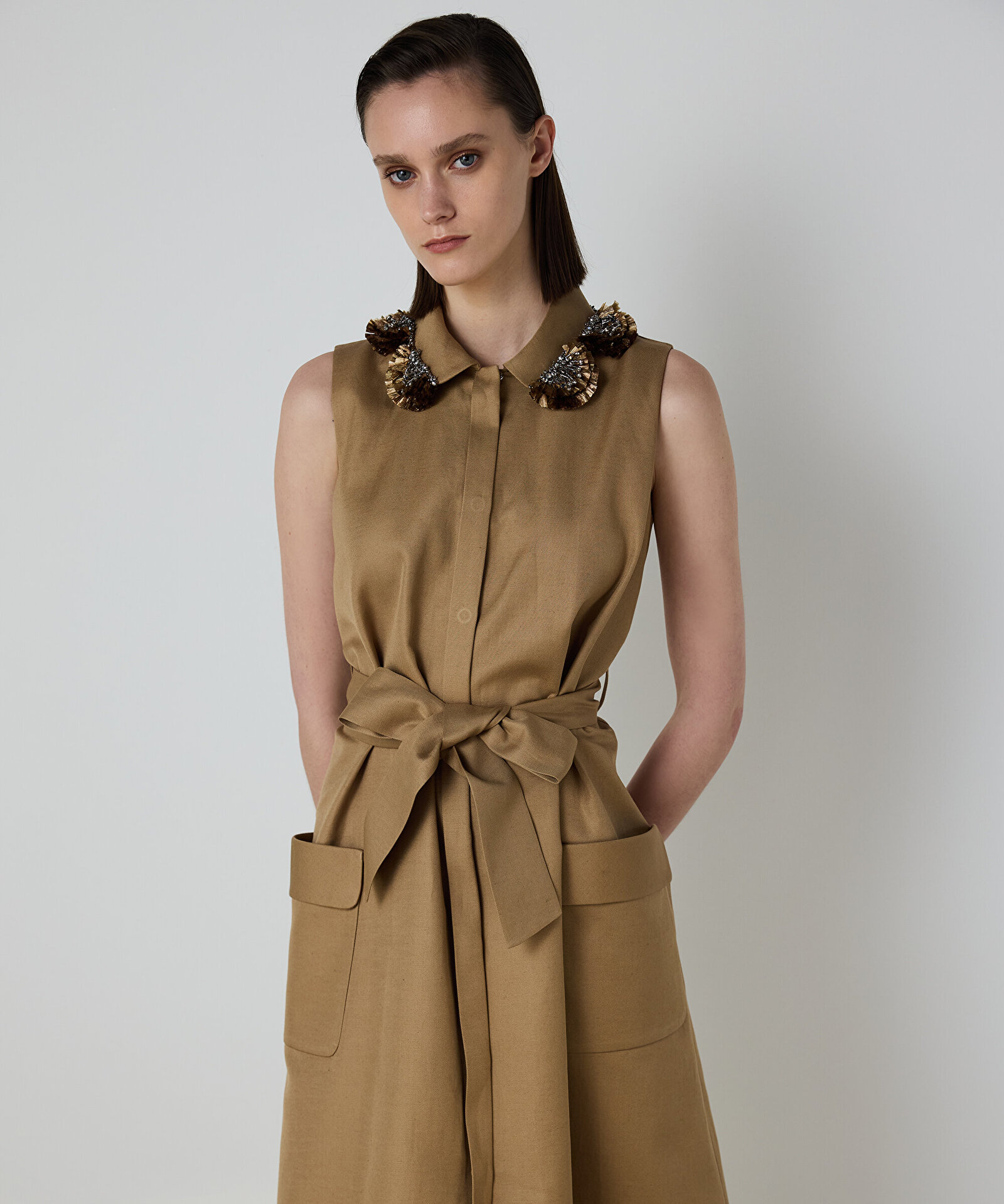 RAFYA VE TAŞ İŞLEMELİ GÖMLEK ELBİSE — photo 2