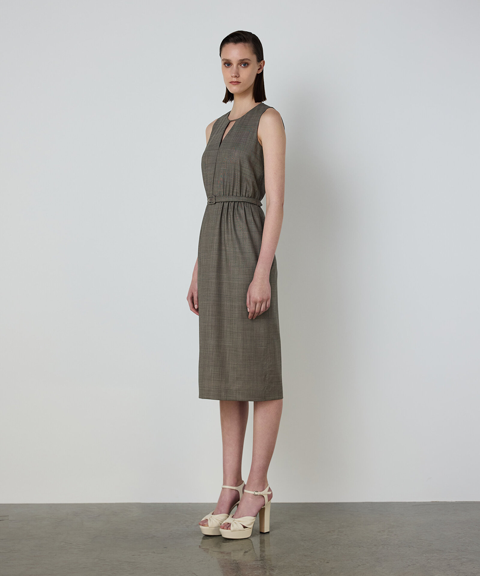 EKOSE DESEN KEMERLİ ELBİSE — photo 4