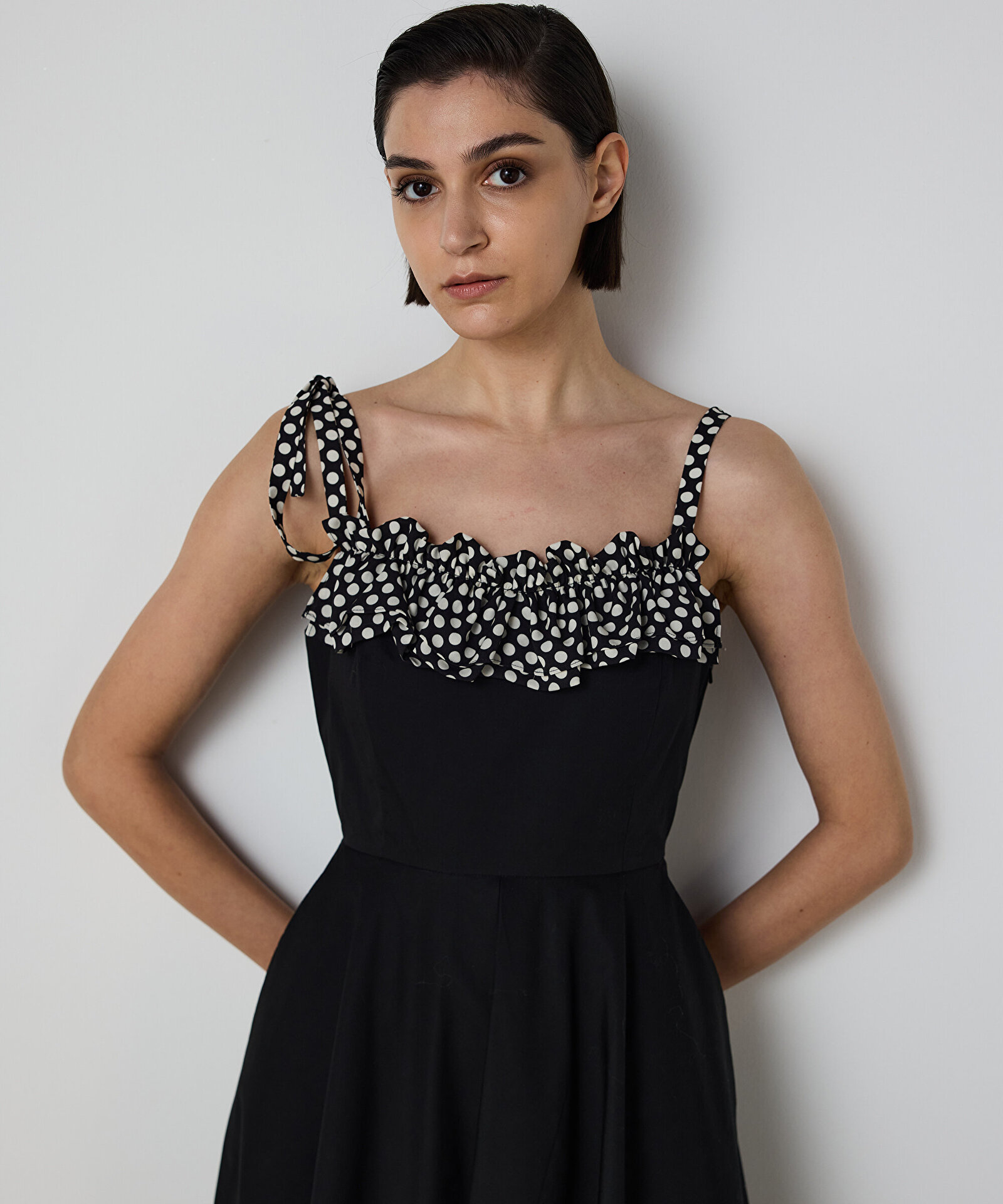 PUANTİYE DESEN MIX ELBİSE