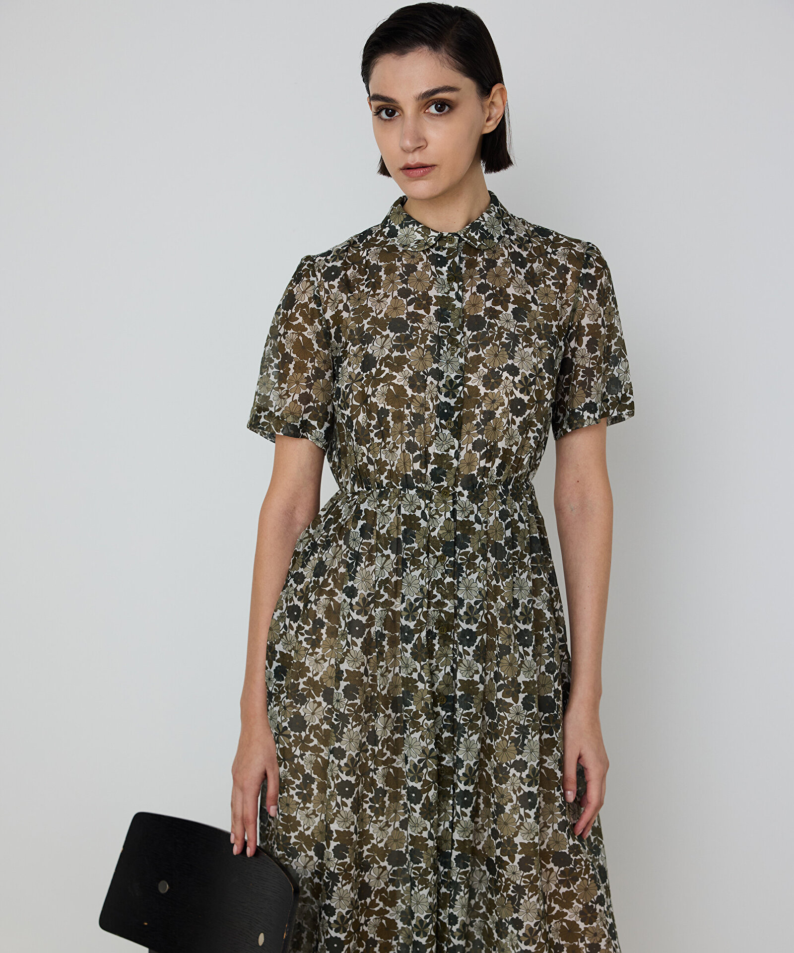 ÇİÇEK DESEN GÖMLEK ELBİSE