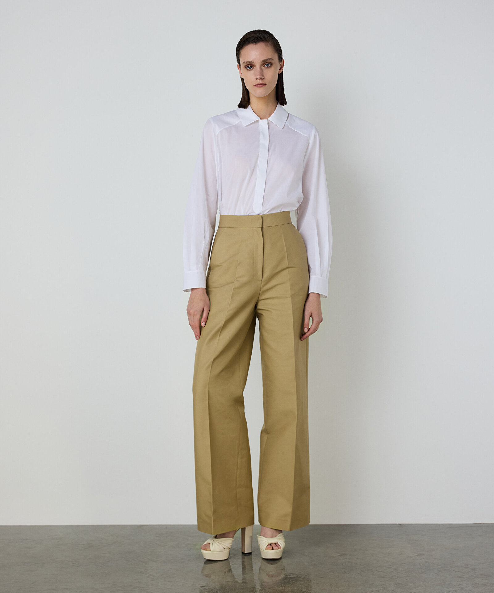 WIDE LEG GABARDİN PANTOLON