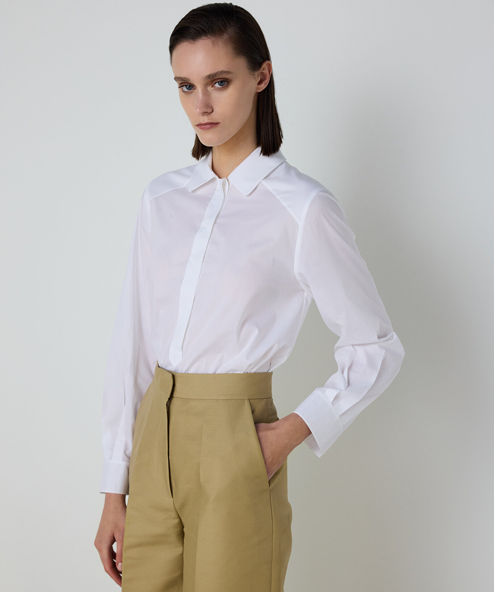 PİLELİ POPLİN GÖMLEK