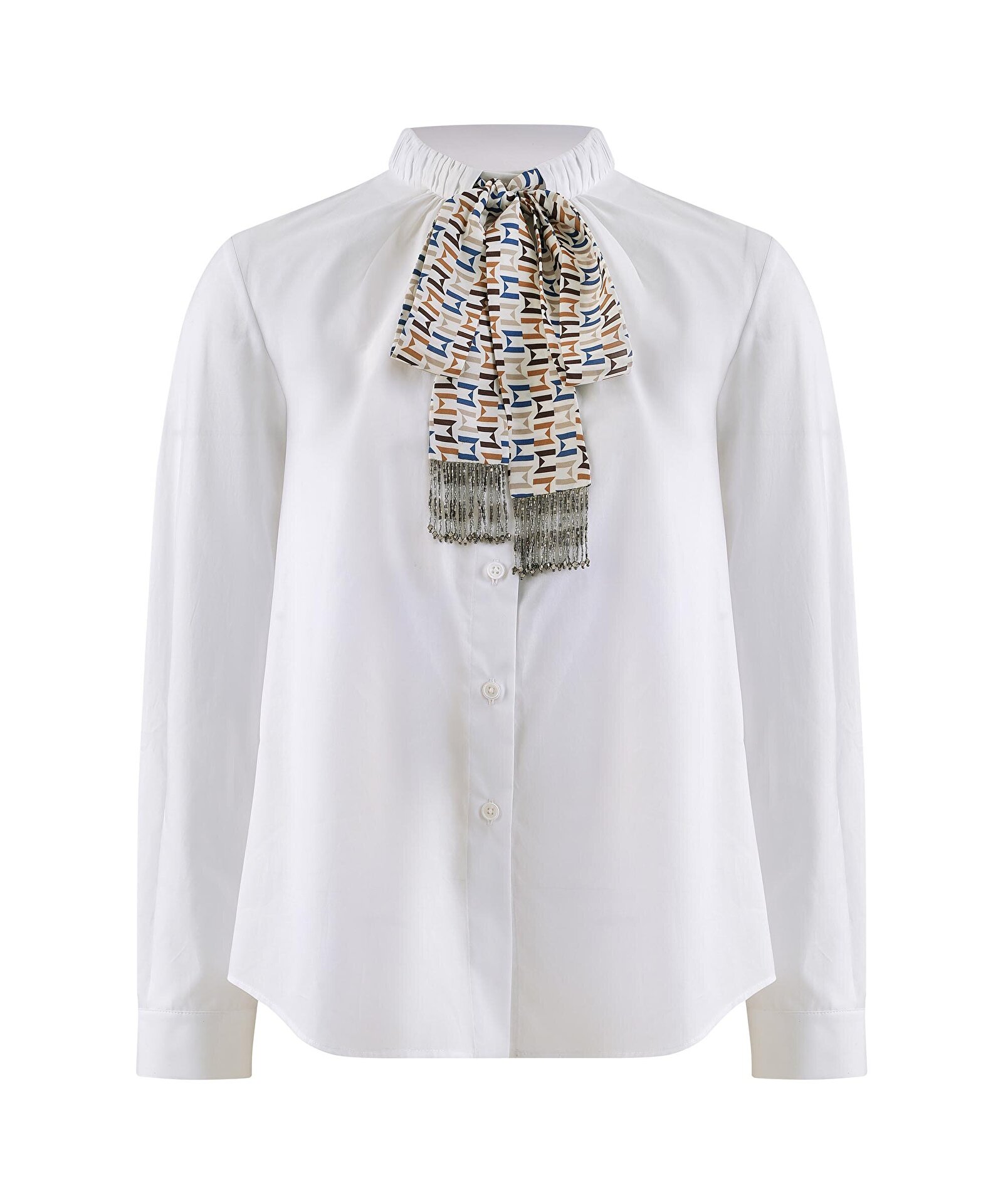 FULAR AKSESUARLI POPLİN GÖMLEK