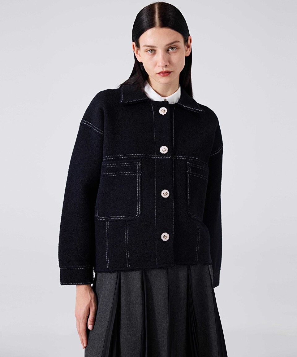 Siyah Kontrast dikişli mont MW6240012071001 | MACHKA | Machka